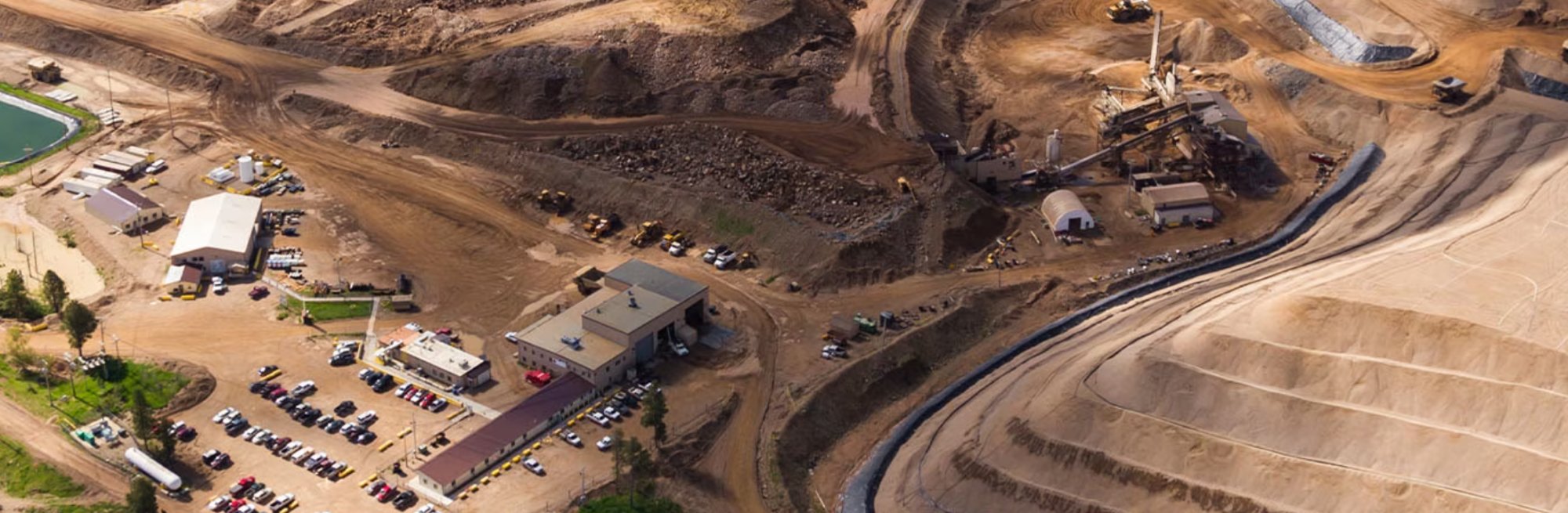 Aerial view of mining and construction site